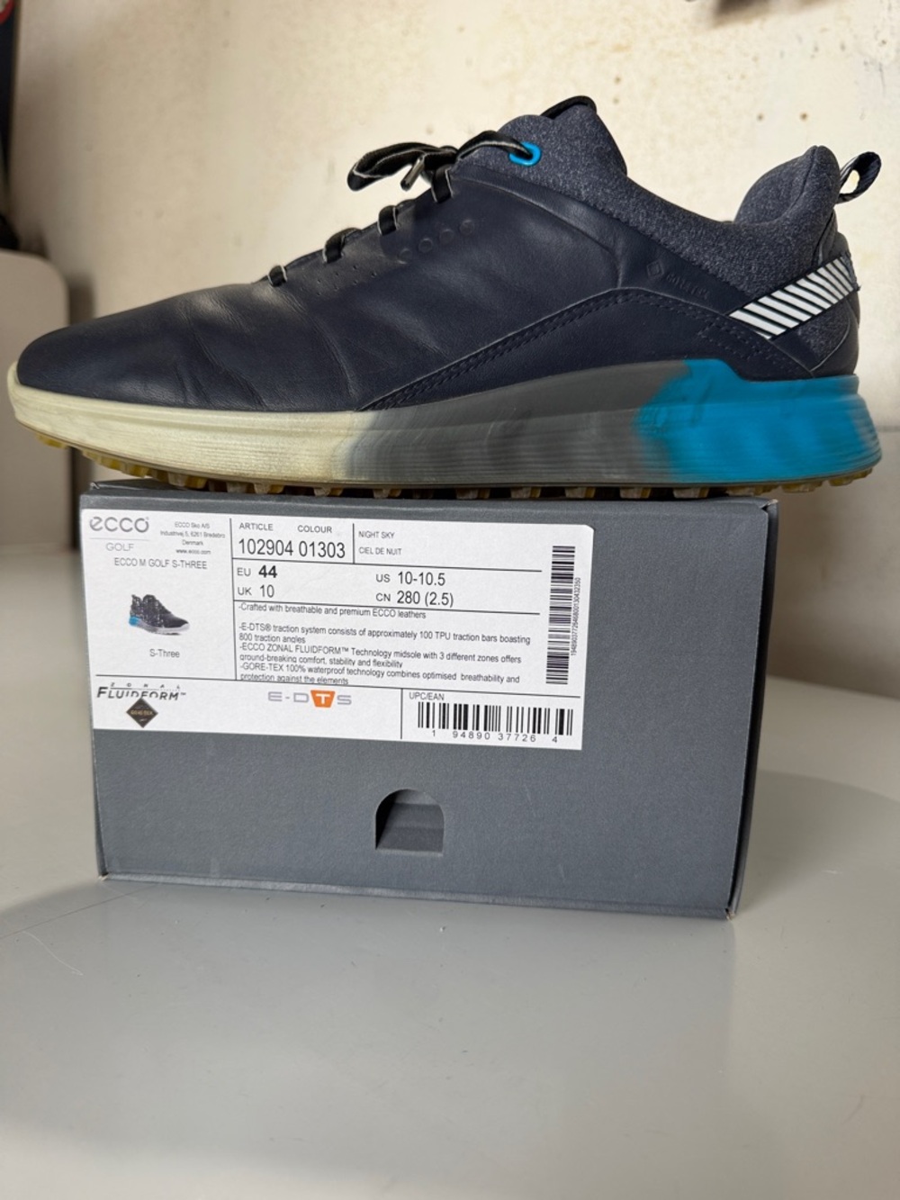 Ecco Navy and Turquoise Men's Golf Sneaker